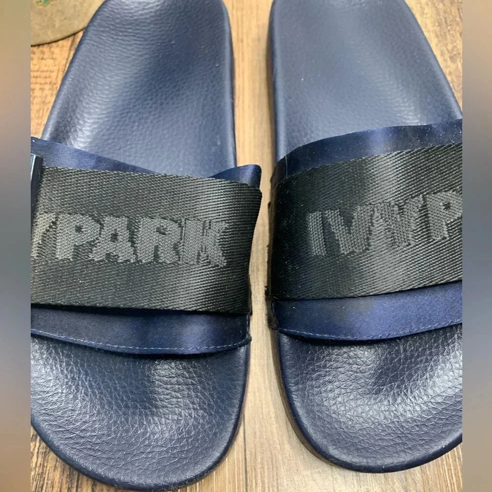 Ivy Park Hi Shine Strap Slider Sandals In Black